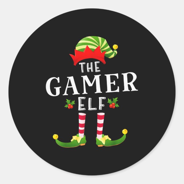 The Gamer Elf Christmas Matching Pajama  Runder Aufkleber (Vorderseite)