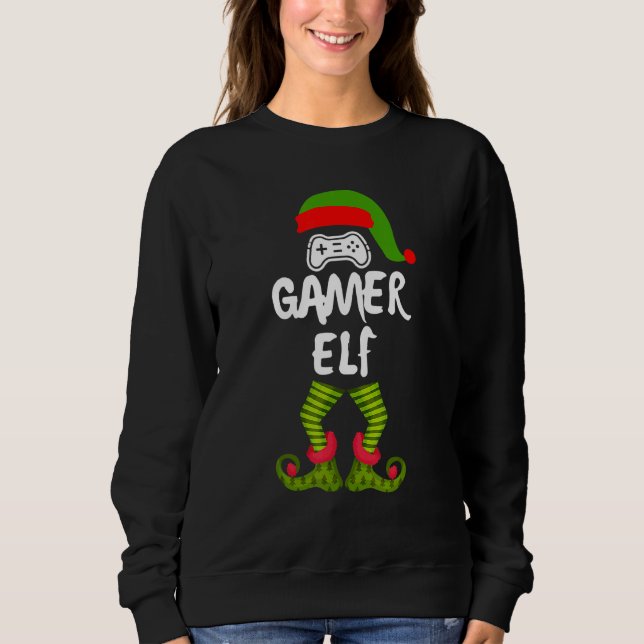 The Gamer Elf Christmas Pajama  For Gamer Boys Sweatshirt (Vorderseite)