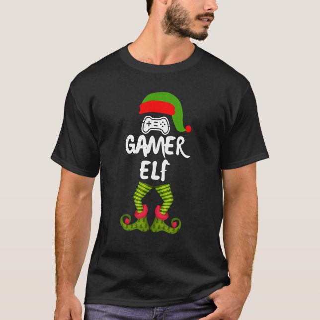 The Gamer Elf Christmas Pajama  For Gamer Boys T-Shirt (Vorderseite)