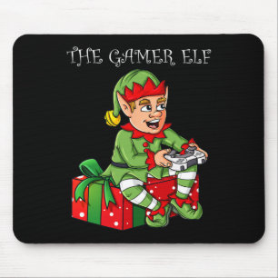 The Gamer Elf Fun Christmas Boys Kids Teens Gaming Mousepad