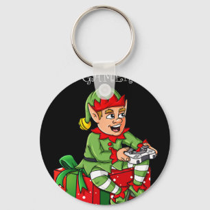 The Gamer Elf Fun Christmas Boys Kids Teens Gaming Schlüsselanhänger