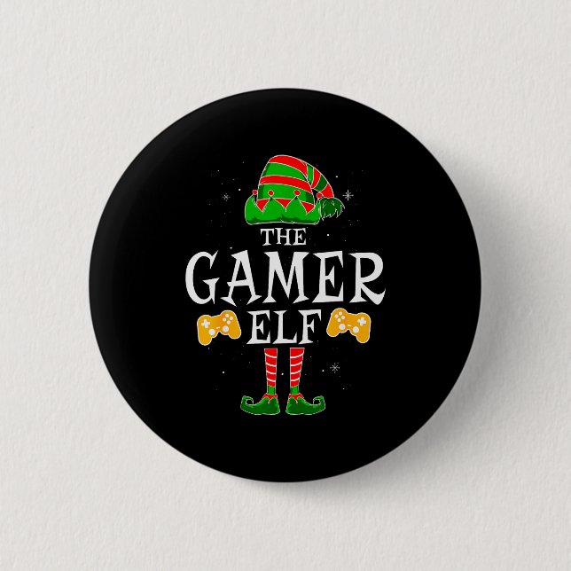 The Gamer Elf Group Matching Family Christmas Holi Button (Vorderseite)
