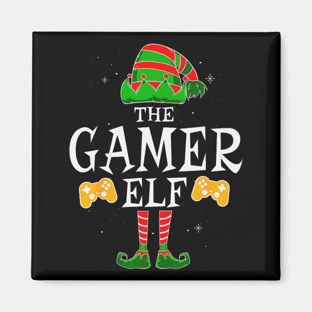 The Gamer Elf Group Matching Family Christmas Holi Magnet (Vorne)