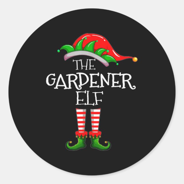 The Gardener Elf Matching Family Group Christmas P Runder Aufkleber (Vorderseite)