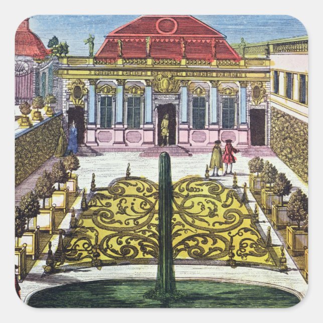 The Gardens of the Mirabelle Park, Salzburg, Austr Quadratischer Aufkleber (Vorderseite)