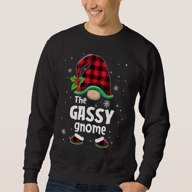 The Gassy Gnome Buffalo Plaid Christmas Matching F Sweatshirt (Vorderseite)