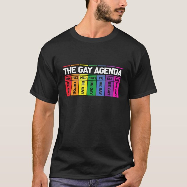 The Gay Agenda Tacos LGBT Flag Lesbian Trans Queer T-Shirt (Vorderseite)