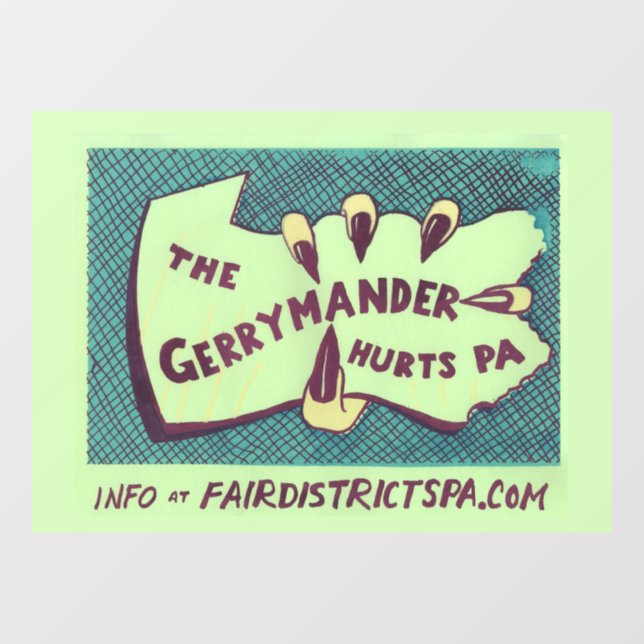 The Gerrymander Hurts PA Cling Art Fensteraufkleber (Blatt)