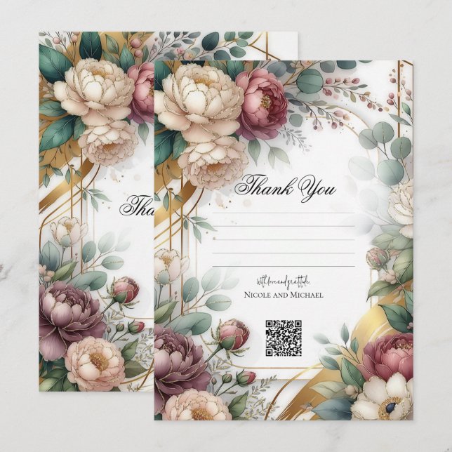 The Gilded Secret Garden Floral Glam Wedding Einladung (Vorne/Hinten)