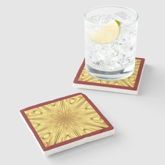 The Gilded Zenith: Molten Gold & Deep Crimson Ent Steinuntersetzer (Seitenansicht)