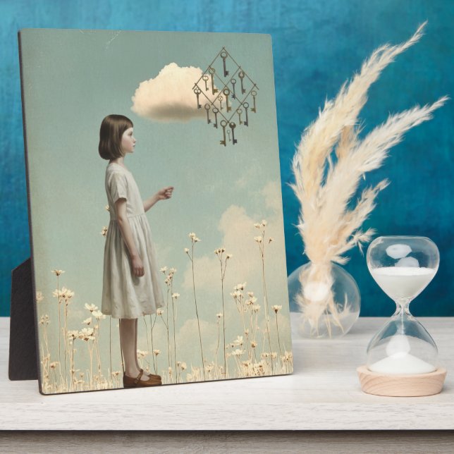 The Girl & Her Key Kite | Storybook Tabletop Art Fotoplatte (Seite)