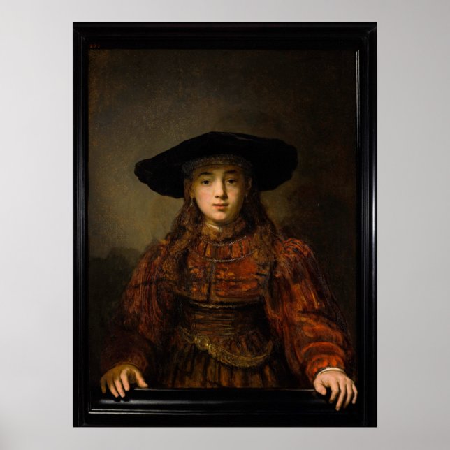 The Girl in a Picture Frame by Rembrandt Poster (Vorne)
