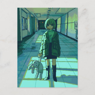 The girl in the aisle. postkarte