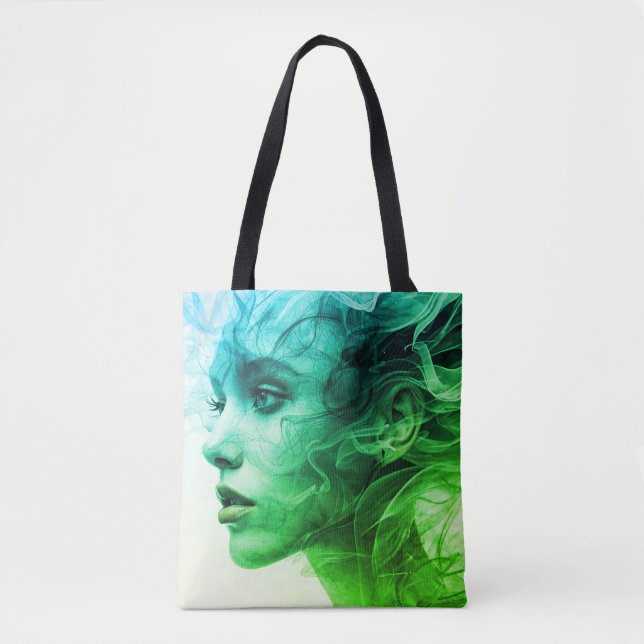 The Girl In the Smokey Swirls on Reusable Tote Bag (Vorderseite)