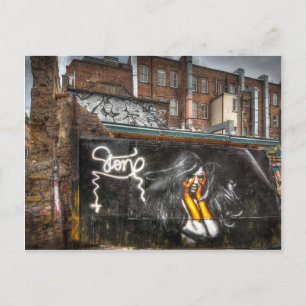 The Girl with Orange Gloves, Shoreditch Graffiti Postkarte