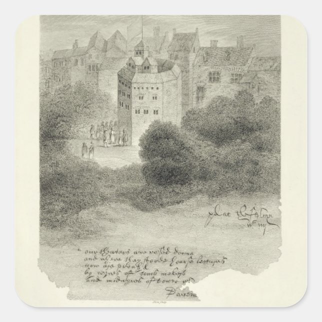 The Globe Theatre, Bankside, Southwark nach einem  Quadratischer Aufkleber (Vorderseite)