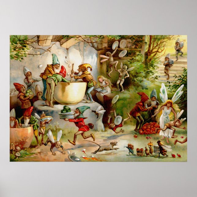 The Gnomes' Kitchen - 1895 Illustration von E. Stu Poster (Vorne)