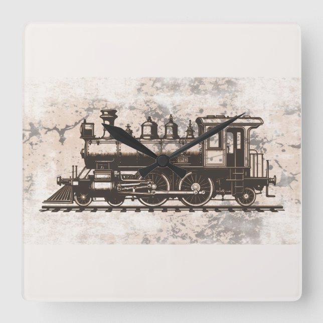 The golden age of steam quadratische wanduhr (Vorderseite)