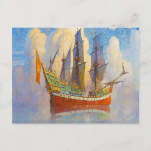 The Golden Galleon, 1922 von Newell Convers Wyeth Postkarte
