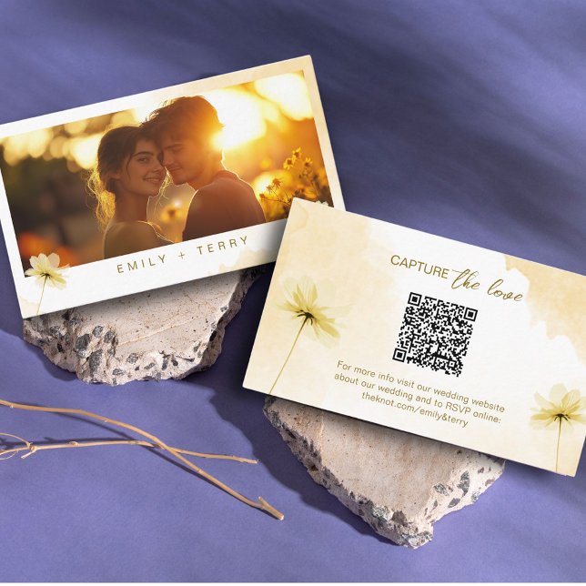 The Golden Hour Grace Foto QR Code Wedding RSVP Begleitkarte (Von Creator hochgeladen)
