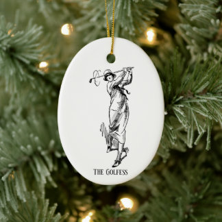 "The Golfess" Vintage Golfdame Keramik Ornament