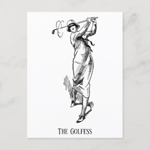 'The Golfess' Vintage-Ladygolferin Postkarte