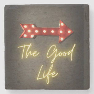 The Good Life Neon Pfeil  Steinuntersetzer
