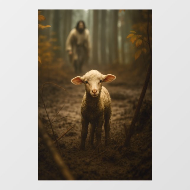 The Good Shepherd and the Lost Lamb Fensteraufkleber (Blatt)