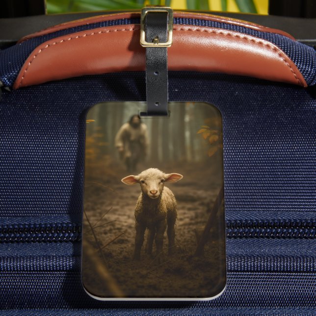 The Good Shepherd and the Lost Lamb – Jesus & Lamb Gepäckanhänger (Vorderseite Insitu 2)
