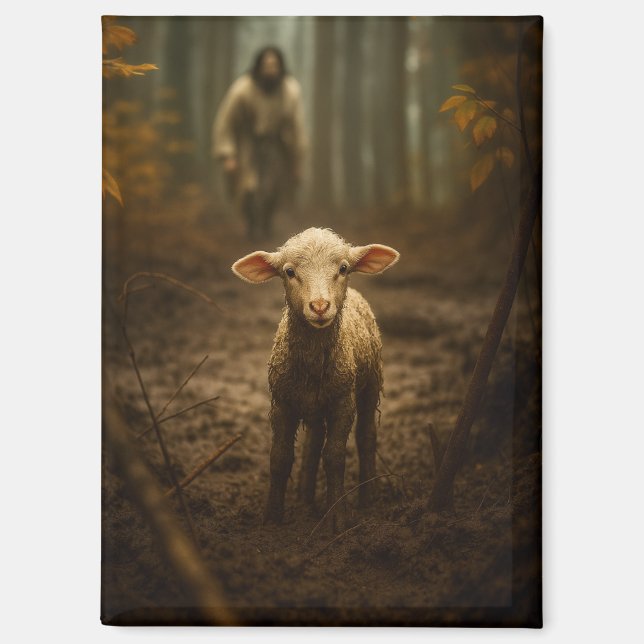 The Good Shepherd and the Lost Lamb – Jesus & Lamb Magnet (Vorderseite)