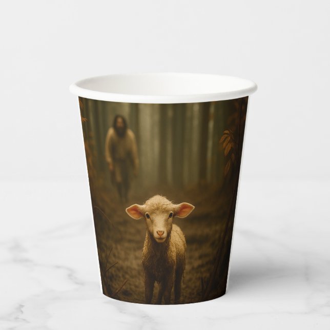 The Good Shepherd and the Lost Lamb – Jesus & Lamb Pappbecher (Vorderseite)