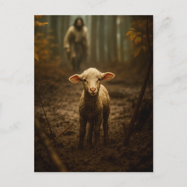 The Good Shepherd and the Lost Lamb – Jesus & Lamb Postkarte (Vorderseite)