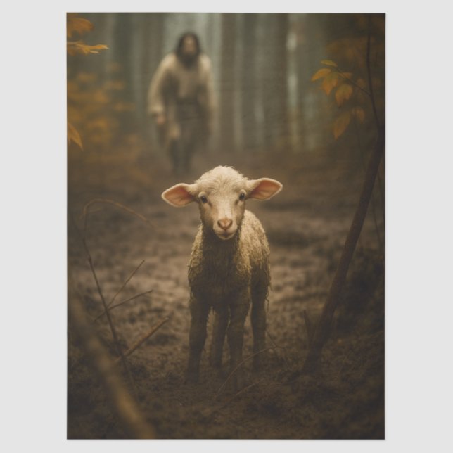 The Good Shepherd and the Lost Lamb – Jesus & Lamb Seidenpapier (Vorderseite)