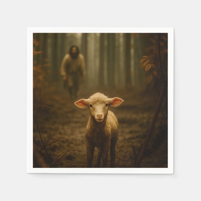 The Good Shepherd and the Lost Lamb – Jesus & Lamb Serviette (Vorderseite)