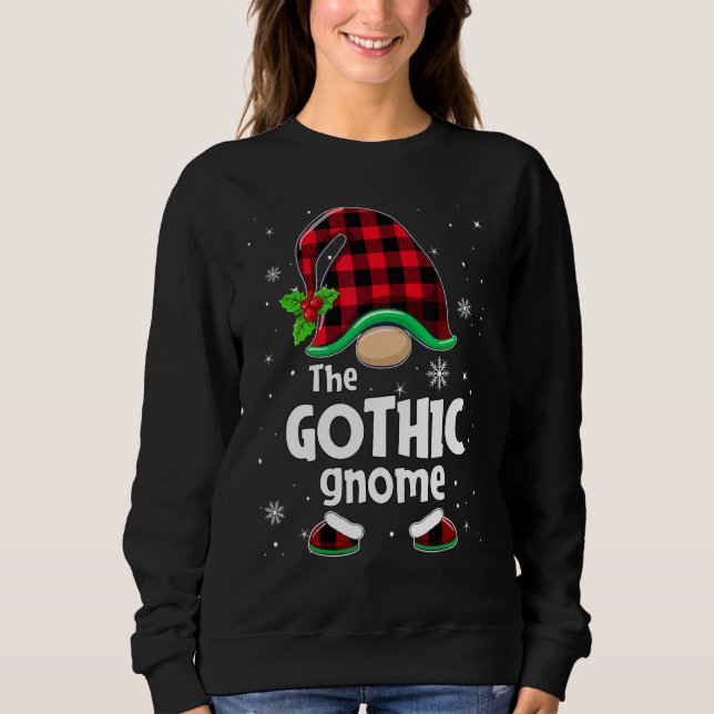 The Gothic Gnome Buffalo Plaid Christmas Matching  Sweatshirt (Vorderseite)