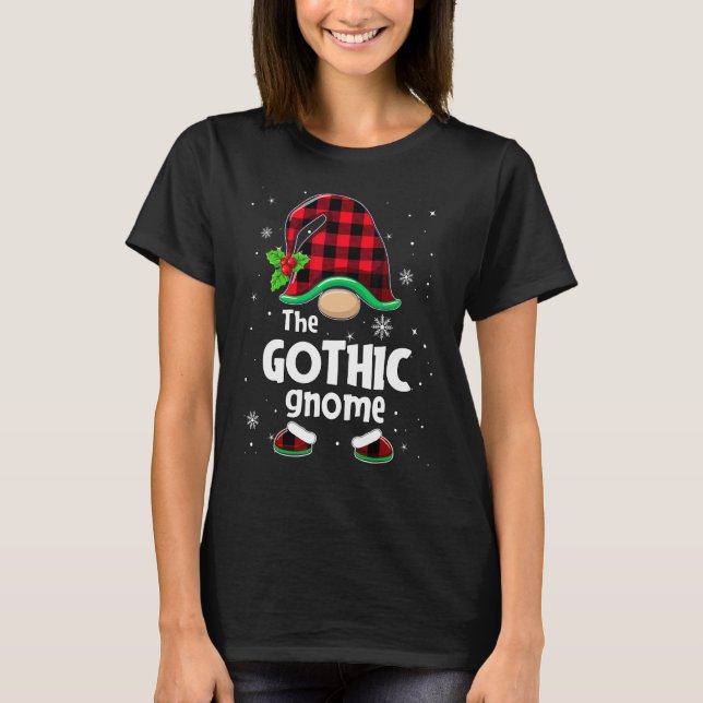 The Gothic Gnome Buffalo Plaid Christmas Matching  T-Shirt (Vorderseite)