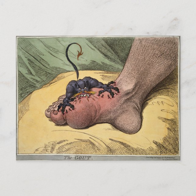 The Gout (von James Gilray, Karikaturist des 18. J Postkarte (Vorderseite)