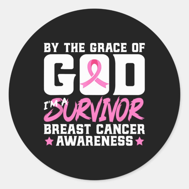 The Grace God I'm a Survivor Breast Cancer Awarene Runder Aufkleber (Vorderseite)