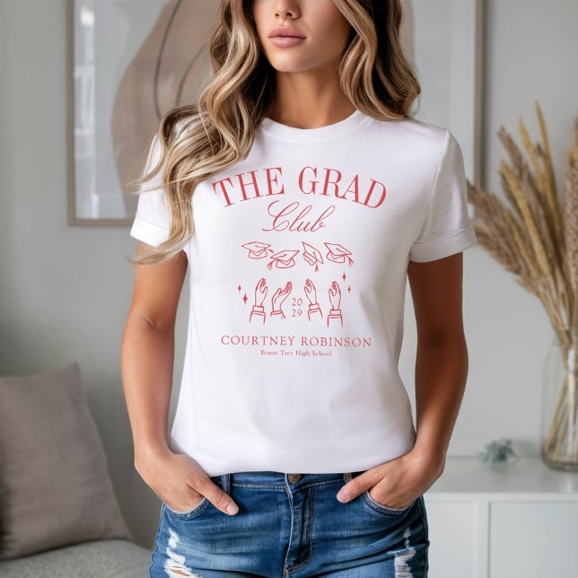 The Grad Club Modern Red Graduation T-Shirt (Von Creator hochgeladen)