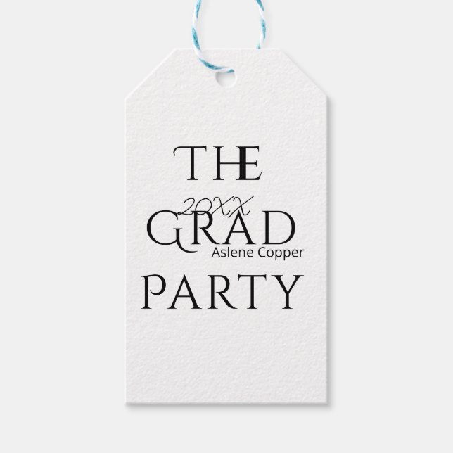 The grad party name 20XX bold letter graduatsimple Geschenkanhänger (Vorderseite)