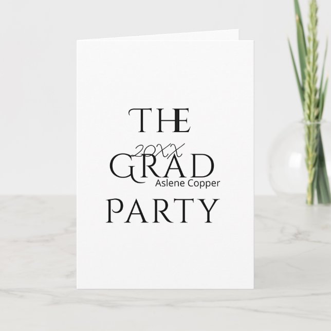 The grad party name 20XX bold letter graduatsimple Karte (Vorderseite)
