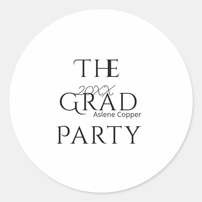 The grad party name 20XX bold letter graduatsimple Runder Aufkleber (Vorderseite)