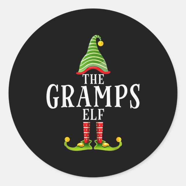 The Gramps Elf Funny Matching Pajama Xmas  Runder Aufkleber (Vorderseite)