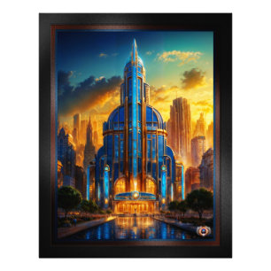 The Grand Art Deco Blue Plaza Pavillon von Xzendor Fotodruck