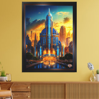 The Grand Art Deco Blue Plaza Pavillon von Xzendor Leinwanddruck