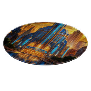 The Grand Art Deco Blue Plaza Pavillon von Xzendor Schneidebrett