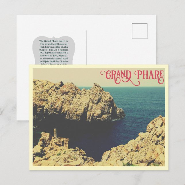 The Grand Phare beach shore line Jijel, Algeria Postkarte (Vorne/Hinten)