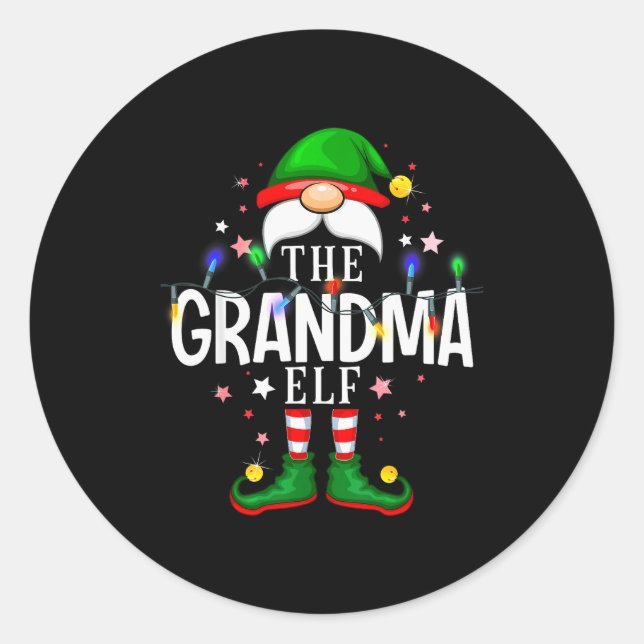 The Grandma Elf Christmas Family Pajama Party  Runder Aufkleber (Vorderseite)