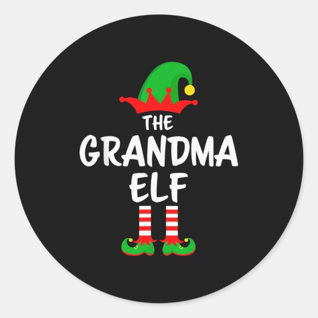 The Grandma Elf Matching Family Christmas  Runder Aufkleber (Vorderseite)