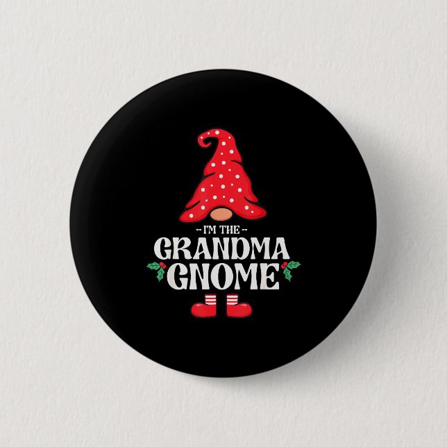 The Grandma Gnome Funny Family Matching Group Chri Button (Vorderseite)